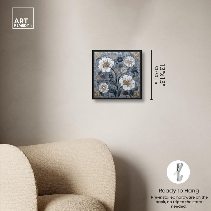 «Silvered Stamen Bathroom Art» par Art Remedy, H 12 po x l 12 po, Structure noire