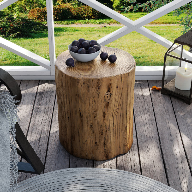 Chariese 15'' Outdoor Concrete Side Table, Brown, 2