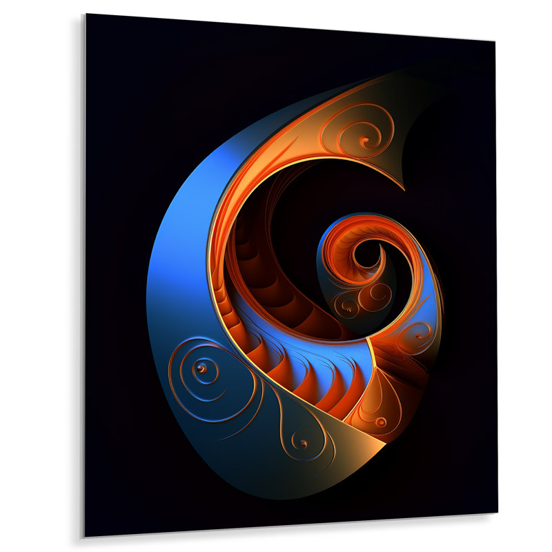 Délicate spirale subtile - art mural géométrique, Métal métal, H 44 po x l 34 po x P 1,5 po