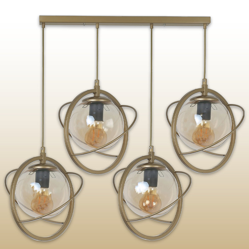 Luminaire suspendu pour îlot de cuisine à hauteur réglable 4 lumières, Cuivre, Cuivre