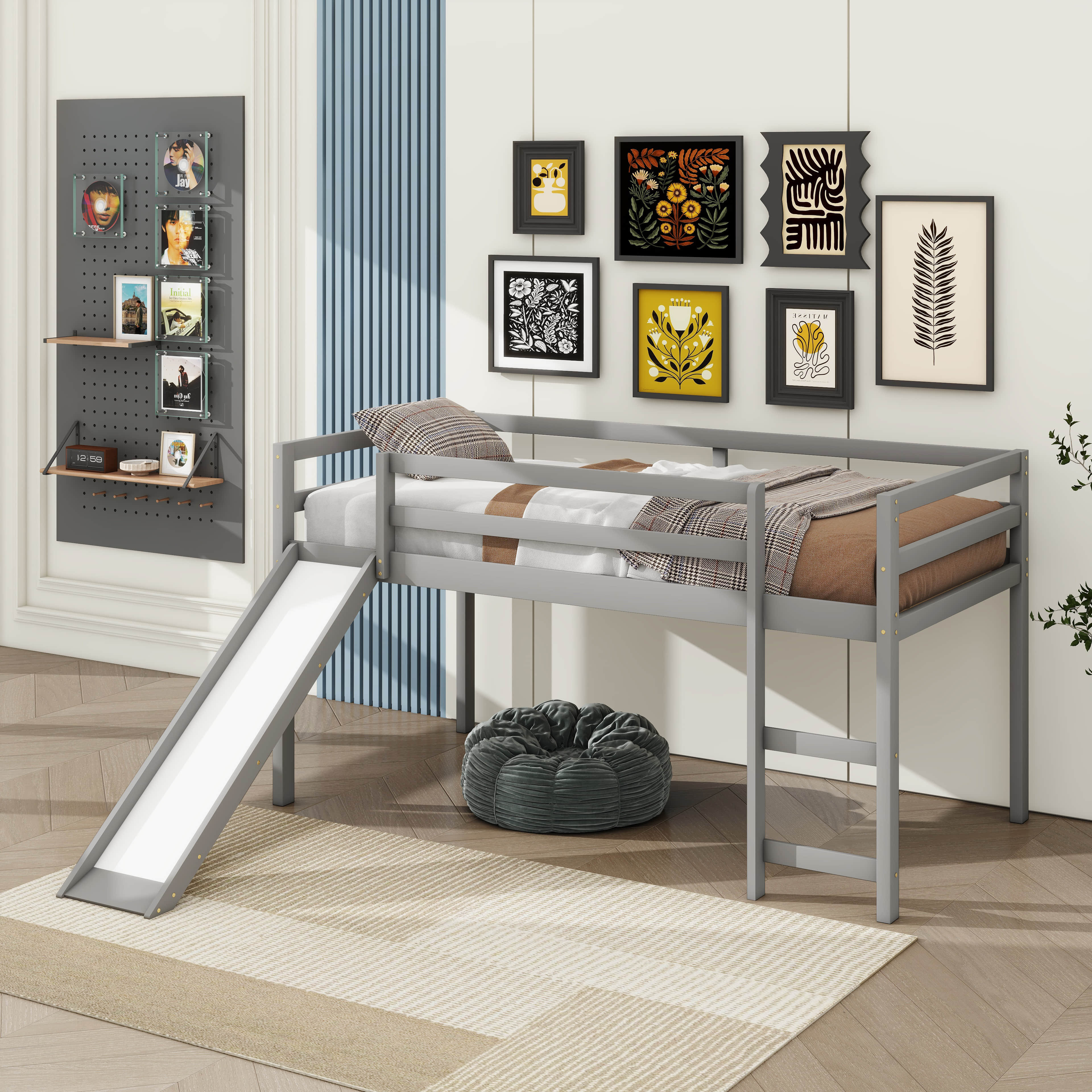 Built In Slide Harriet Bee A Twin-Size Loft Bed With A Built-In Slide For Added Fun ...