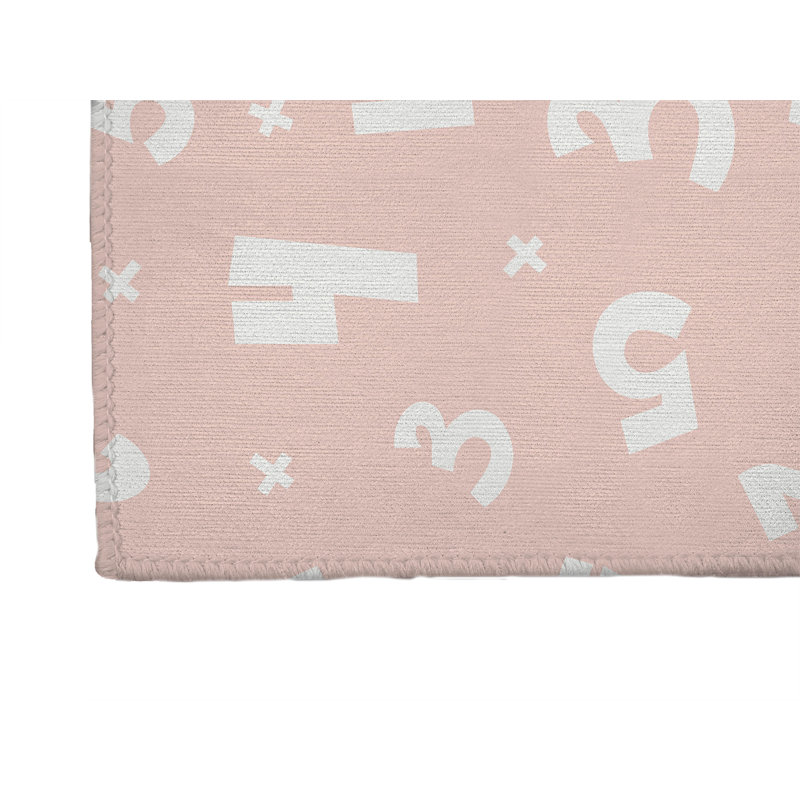 Numbers Kids Play Mat, Rectangle 3' x 5', Light Pink