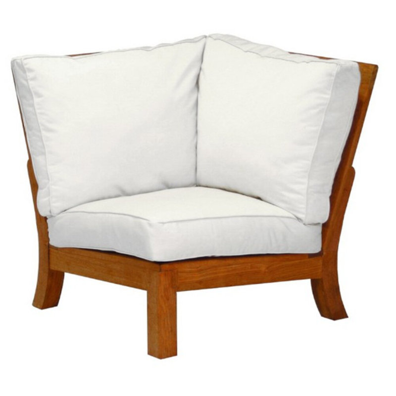 Monterey Teak Outdoor Sectional Corner Chair, Cast Charcoal Sunbrella®