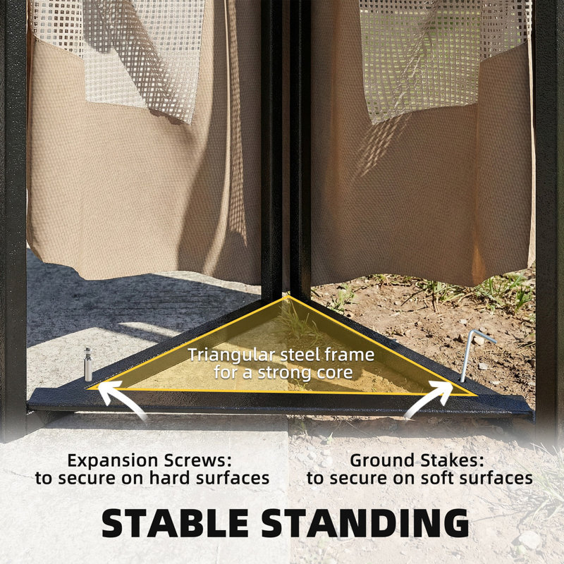 Outsunny 3.3 x 3.3 m Outdoor Garden Gazebo with Post Shelves Khaki