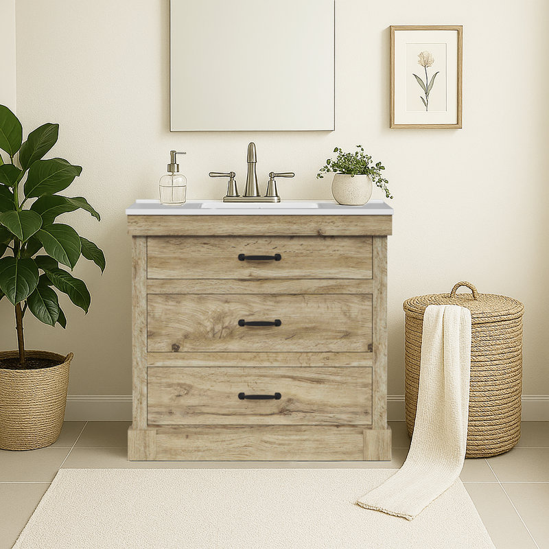 47mm Single Bathroom Vanity with Undermount Ceramic Basin, 91.5 cm
