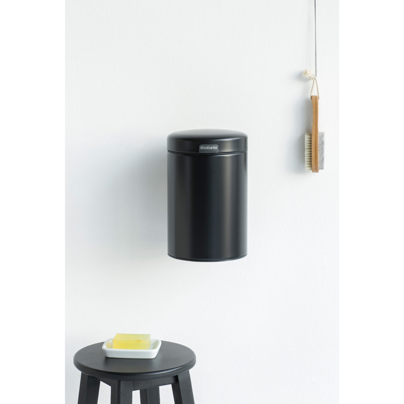 NewIcon 3 Litre Wall Mounted Bin, Matt Black