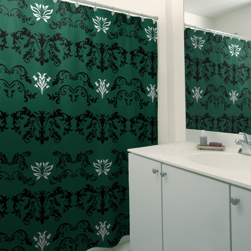 Rideau de douche New York, Vert foncé / noir / blanc