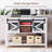 Farmhouse Entryway Table With Sliding Barn Doors, Sofa Table With Storage And Open Shelf, Console Tables-104850506