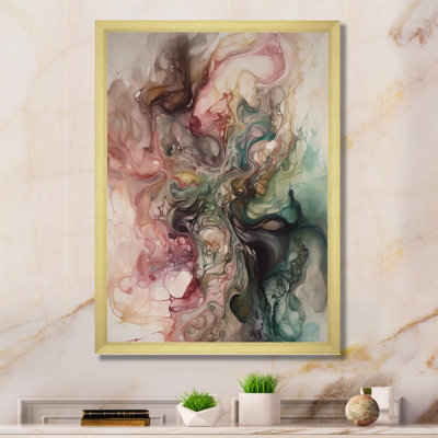 Pink Green Inner Worlds Of Marble I - Abstract Geometric Wall Art