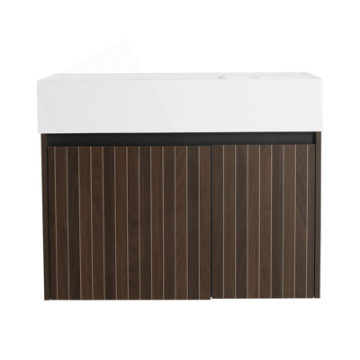 Armoire de salle de bain 30 pouces avec lavabo, portes à fermeture douce et fixation flottante pour les petites salles de bain