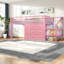 Lits jumeaux gain de place avec rangement, MDF et métal, style moderne pour chambre d'enfant/mezzanine