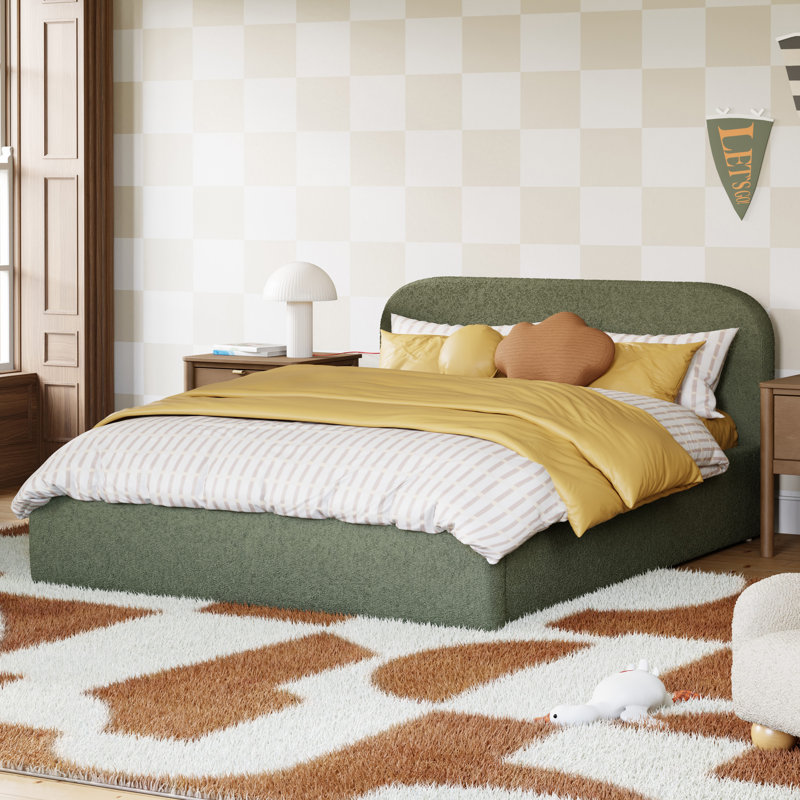 Nara Full Floor Bed, Performance Olive Boucle, Full