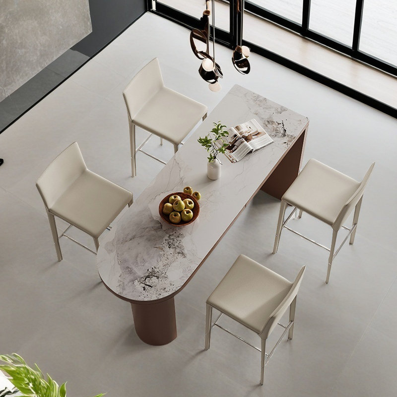 Table de bar en cuir italien, H 39,3 po x L 62,9 po x l 19,6 po