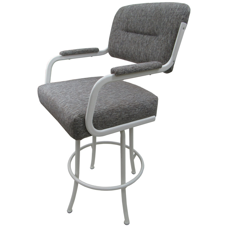 Melvin Swivel Counter Stool, Mojave Grey, White, Counter Stool (26” Seat Height)