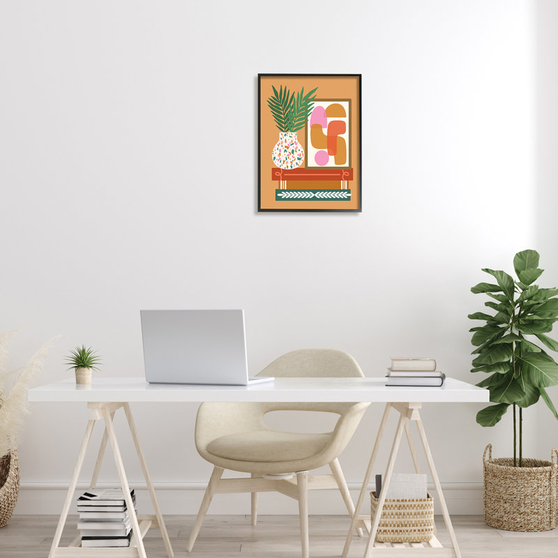 Récipient à brindilles en verre et céramique, H 16 po x l 16 po x P 1,5 po, Giclée encadrée noir minuit