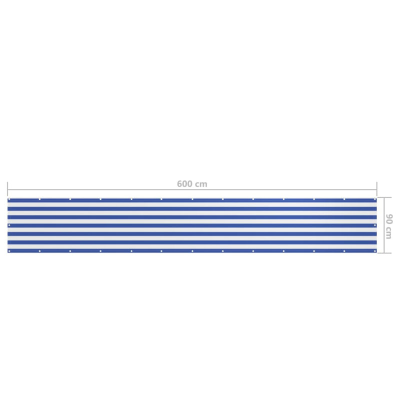 Filsinger Rectangular Shade Sail, White/Blue, 0.9m H x 6m W