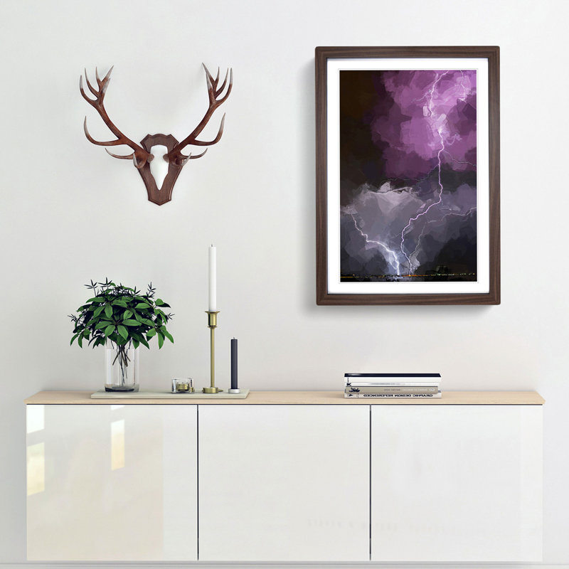 Lightning over Colorado Springs in Abstract - Picture Frame Graphic Art Print, Walnut Framed, 87cm H x 62cm W x 2cm D