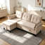 Canapé d'angle réversible en forme de L avec méridienne et rangement - Coton-Lin-738486245