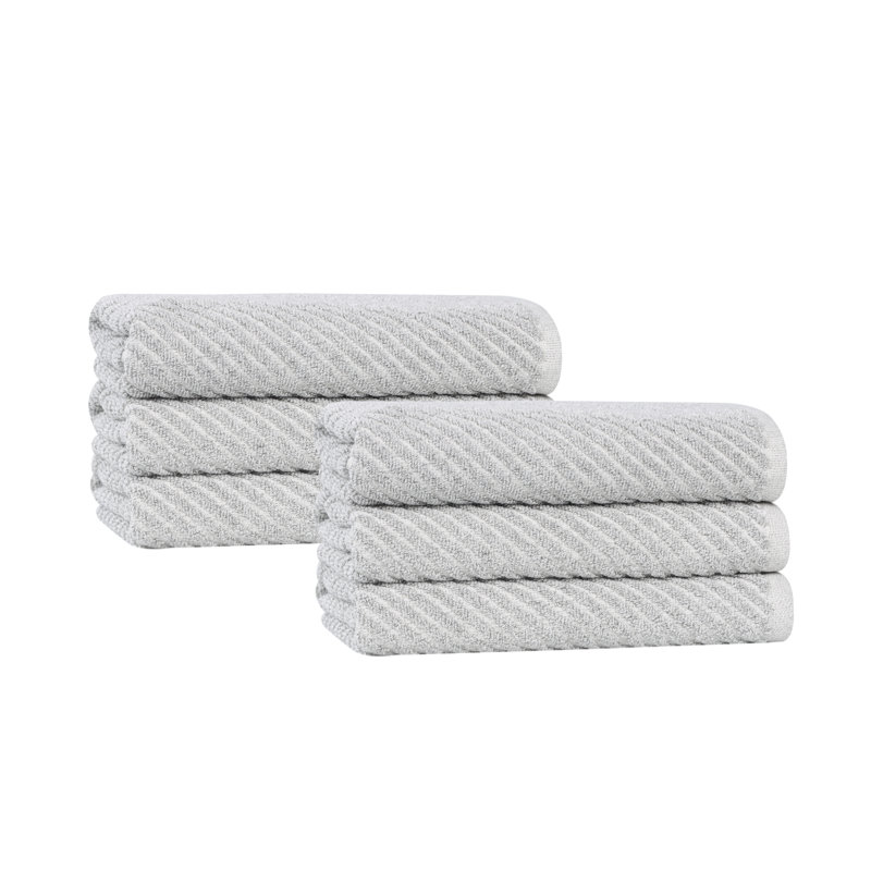 Platinum Cotton Blend Diagonal Ribbed 6 Piece Hand Towels Set