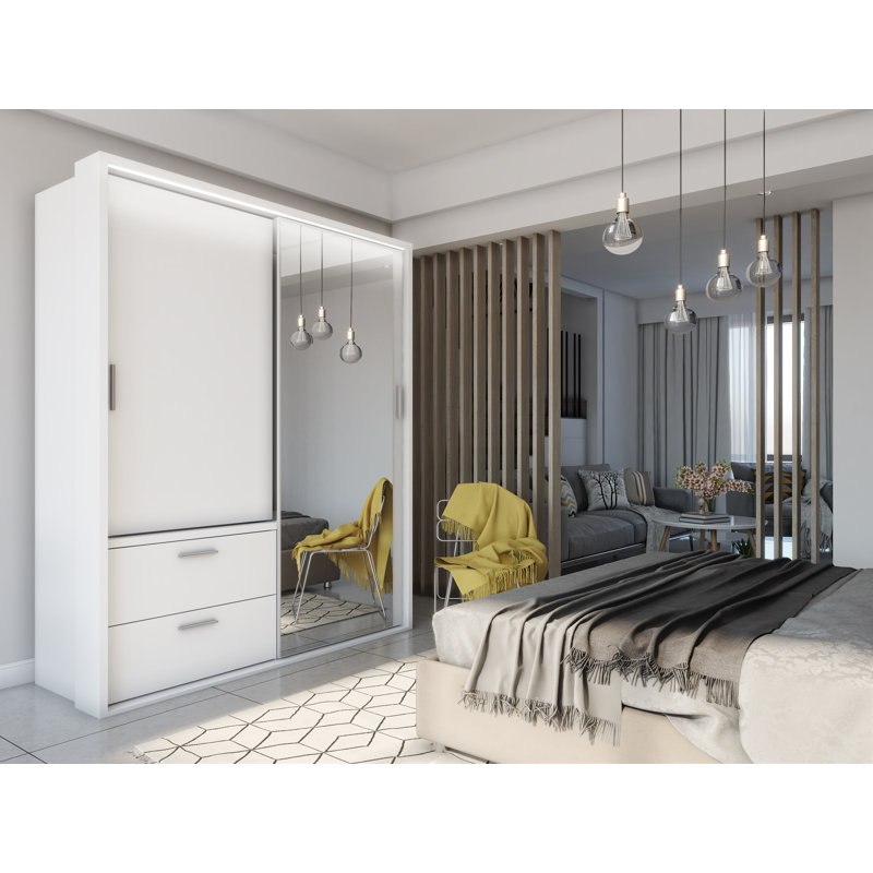 Gulbahar 2 Door Manufactured Wood Wardrobe, White Matte