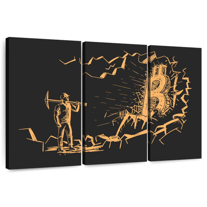 Bitcoin Mining, 32" H x 50" W