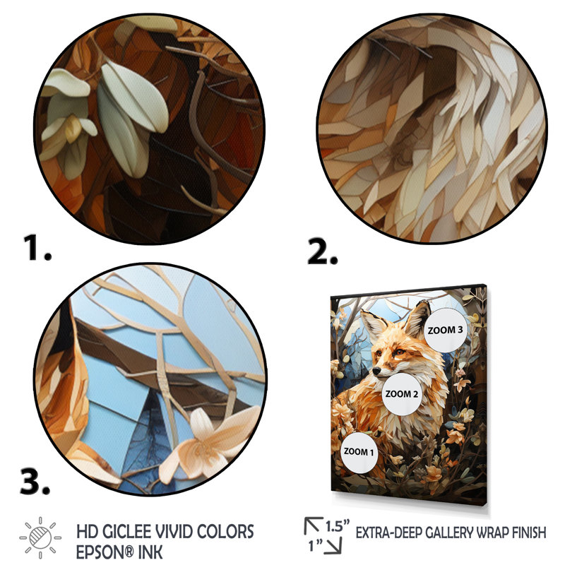 Fox Wilderness Observer Pastoral I - animaux, impressions sur toile, Encadrement doré, H 20 po x l 12 po x P 1 po