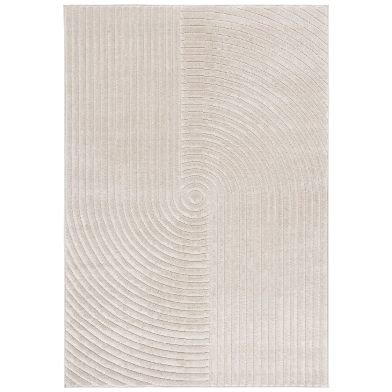 Beige Geometric 8' x 10' Synthetic Easy Care Area Rug