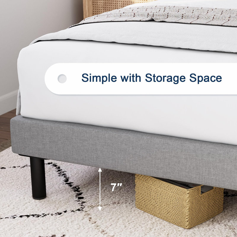 Chasetin Upholstered Platform Bed, Light Gray