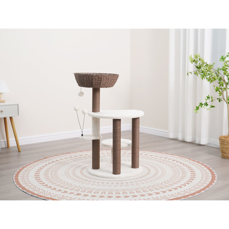 PetPals 35" Brown and Beige 4-Level Cat Tree with Sisal Posts