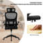 Chaise de bureau ergonomique à haut dossier avec filet respirant et appui-tête réglable, soutien lombaire de soutien et roulettes silencieuses pour le bureau personnel