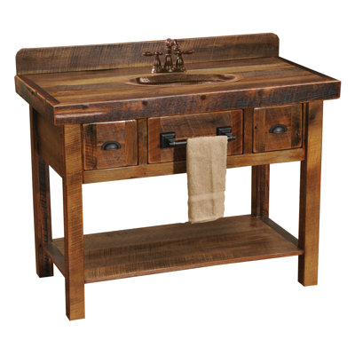 Meuble-lavabo à deux tiroirs avec tablette Fireside Lodge Barnwood