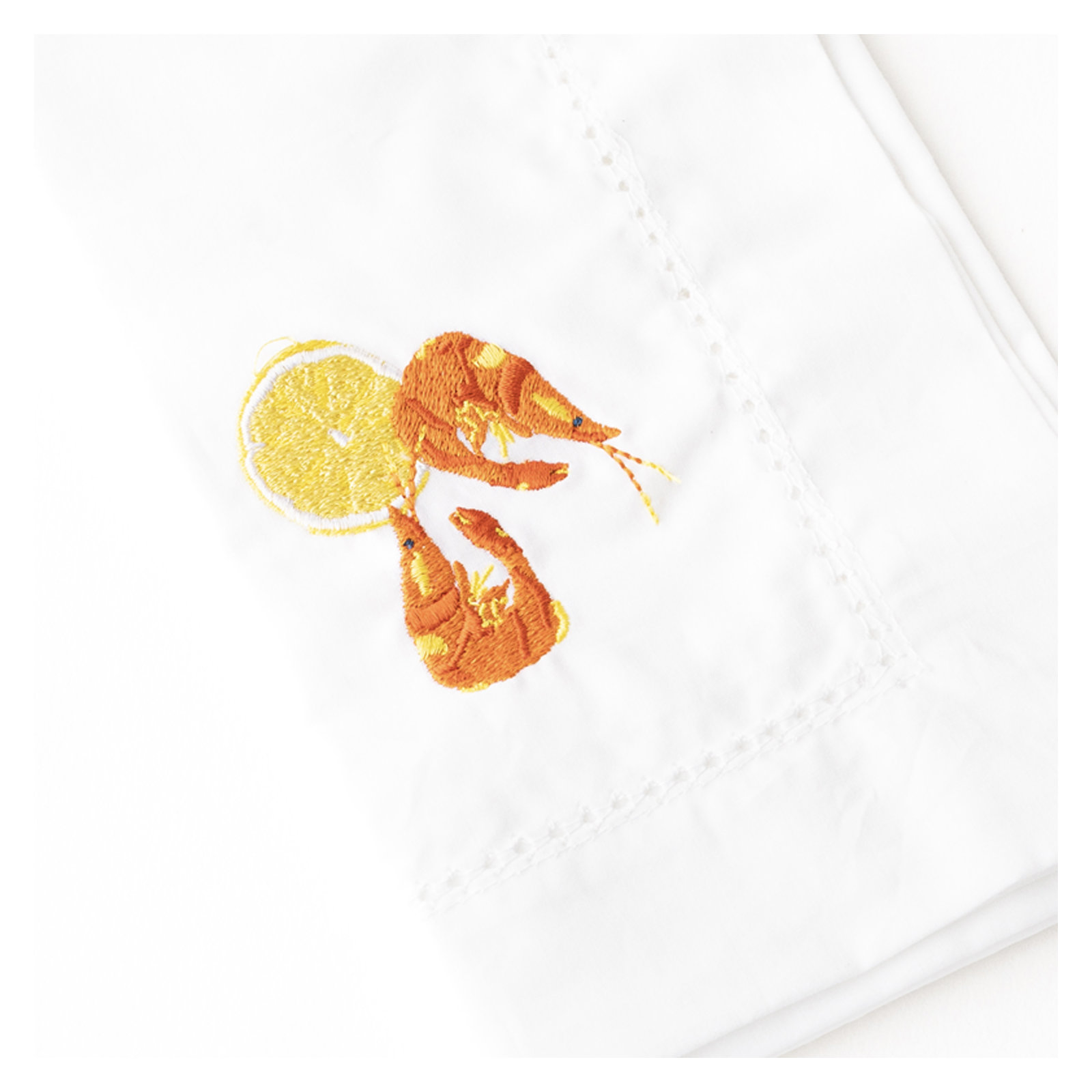 Lemon Prawns Embroidered Dinner Napkin