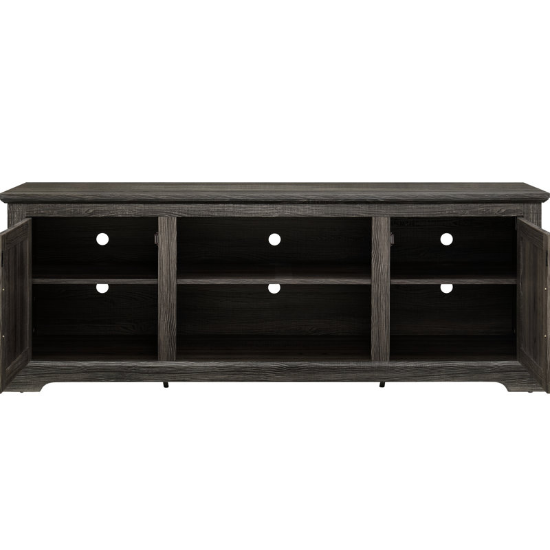 Meuble télé pour téléviseur de 70 po, 2 tablettes de rangement, armoires naturelles, gris, l 65 po x P 15,38 po x H 23,28 po, console de divertissement avec portes