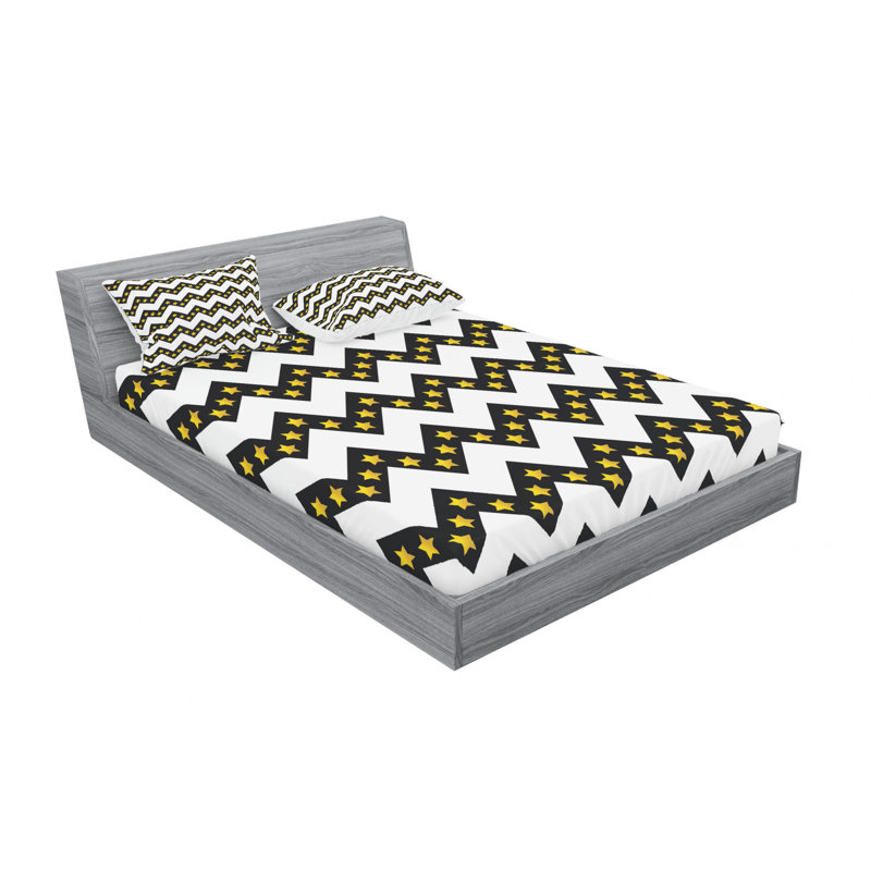 Microfiber Chevron Sheet Set, Full/Double Sheet Set with Fitted Sheet