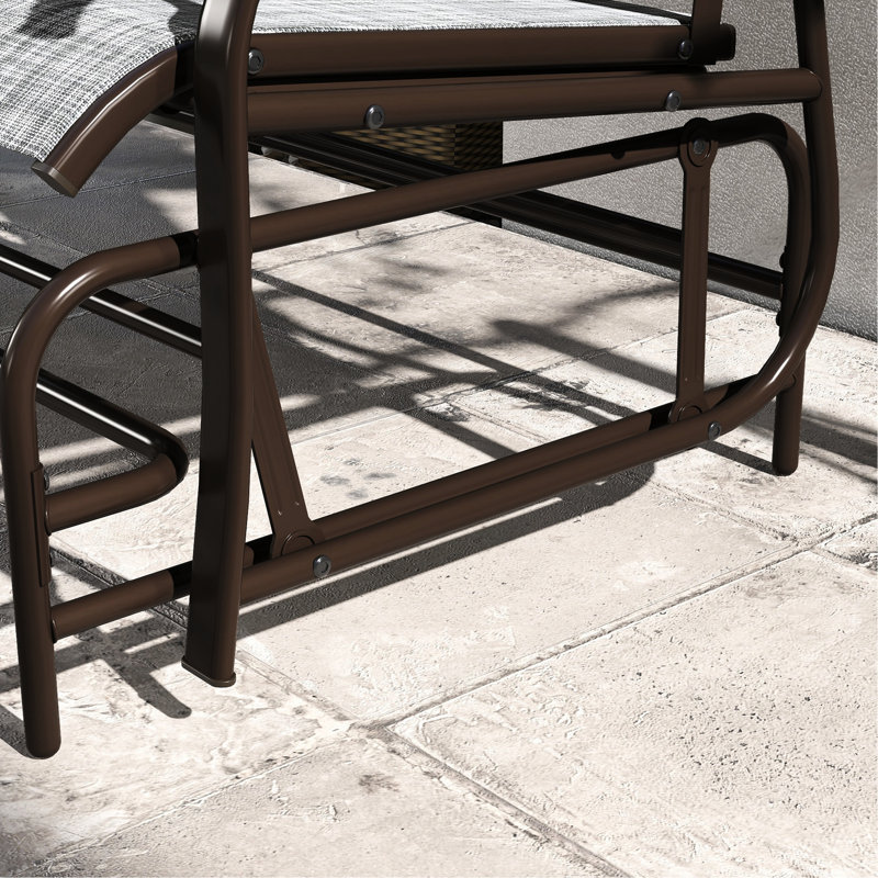 Banc oscillant d'extérieur avec revêtement thermolaqué et tissu respirant gris