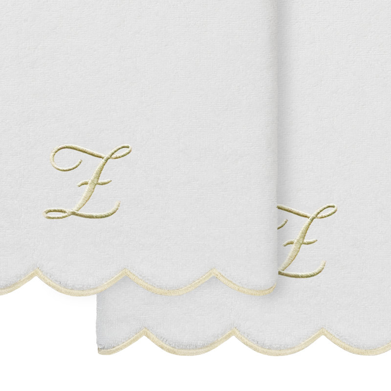 Ensemble de serviettes de bain personnalisées 100% coton turque 2 pièces Linum Home Textiles ADORNIA, Blanc / beige, Z