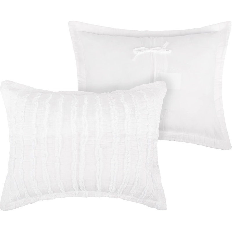 Taie décorative blanche à volants Greenland Home Fasion, 20 x 26