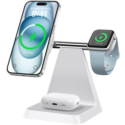 3 In 1 Magnetic Wireless Charger Stand For Mag Safe Iphone