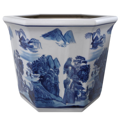 Landscape Chinese Porcelain Pot Planter