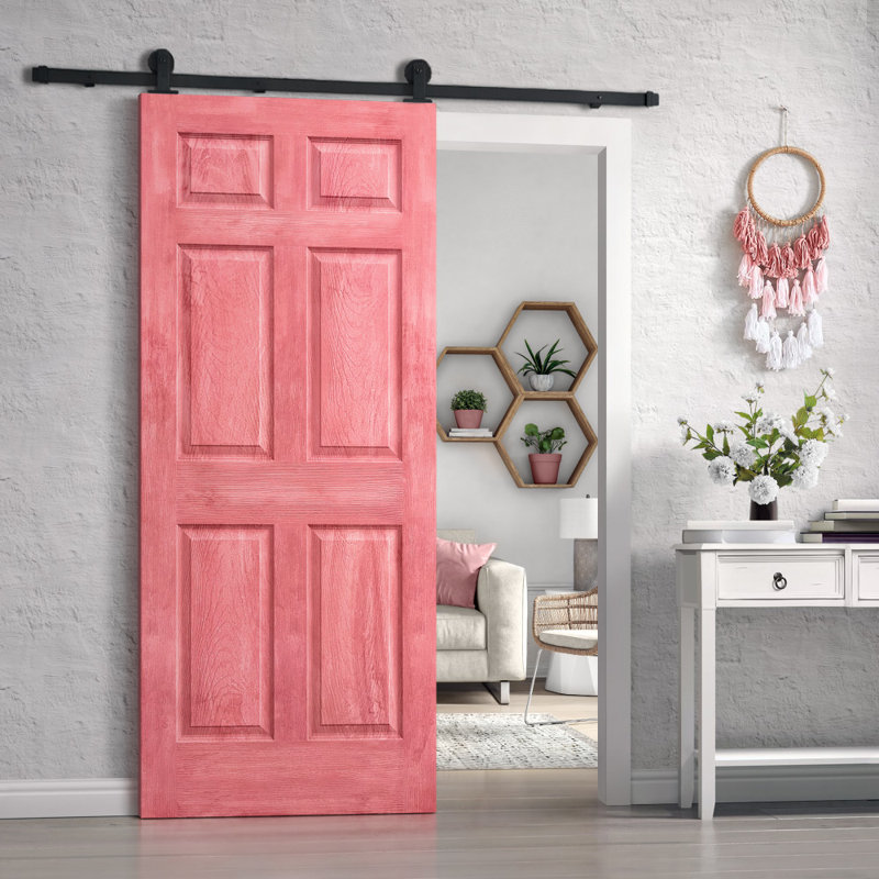 Porte standard lambrissée en bois manufacturé, 30 po x 80 po, Rouge antique