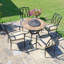 Bayfield FIREPIT 89cm Table with 4 ASCOT Chairs Garden Set