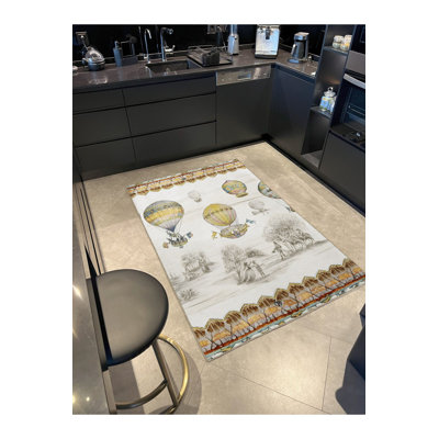 Tapis décoratif jaune à motif de ballons sur le thème de la nature