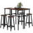 6-Piece Bar Table Set with 2 Breakfast Tables 4 Stools for Kitchen