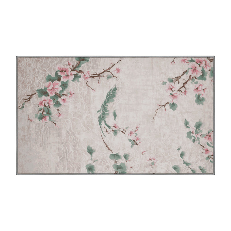 Machine Washable Gray Area Rug, Rectangle 5' x 8'