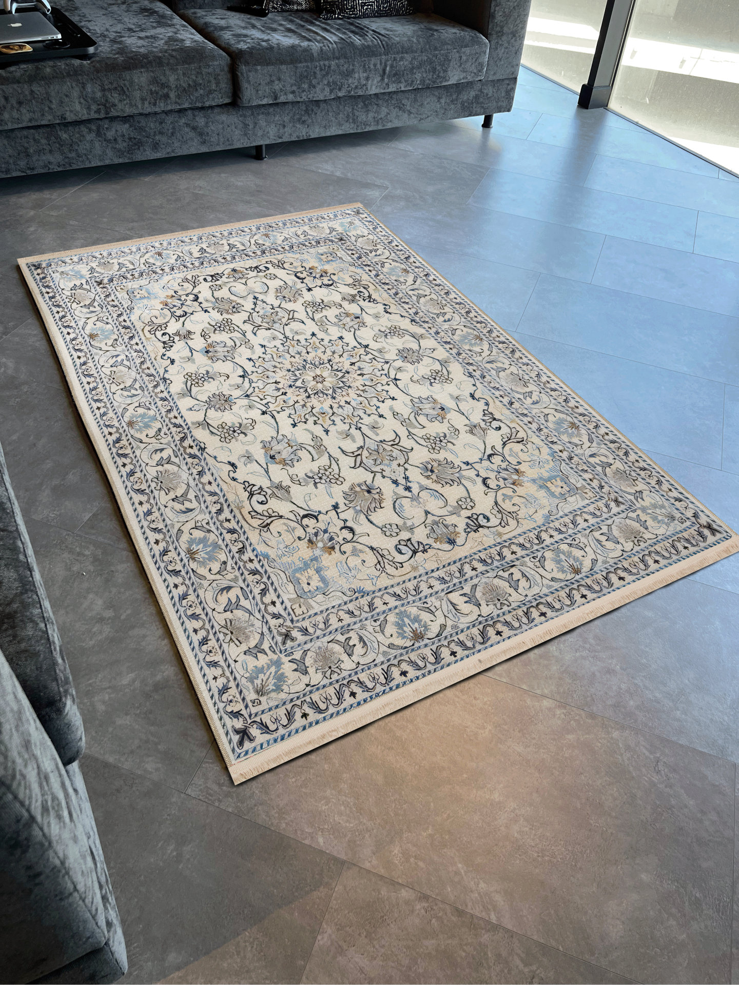 Bloomsbury Market Beige-Grey Themed Traditional Motif Ethnic Floral ...