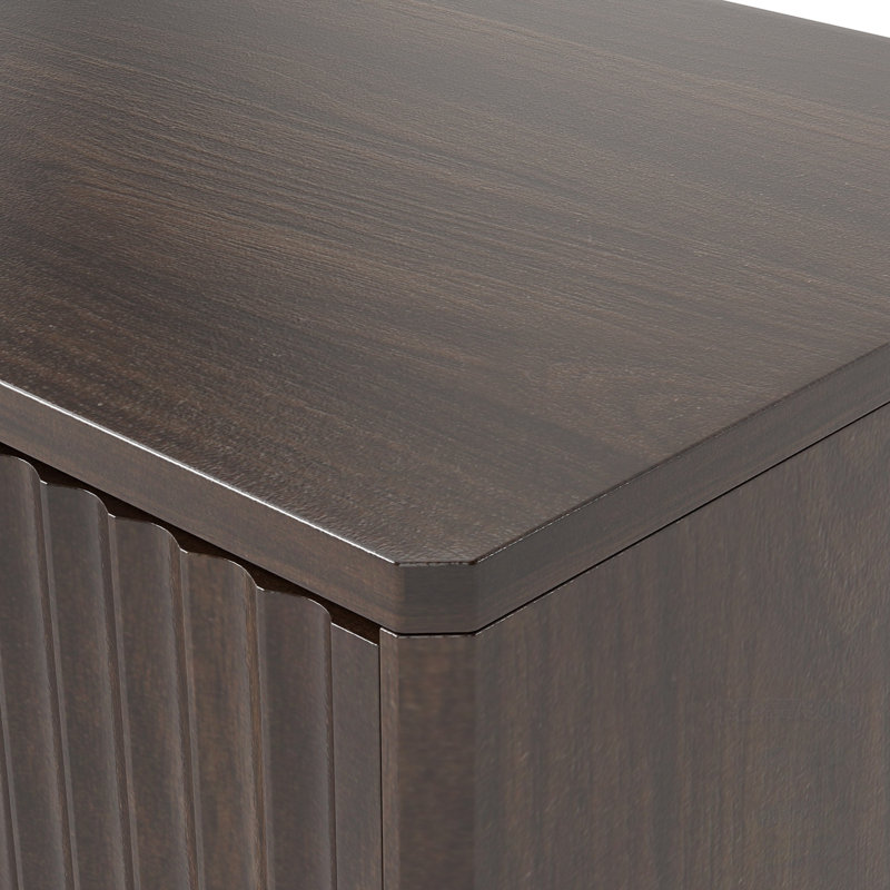 Accent Cabinet With Tilt-Out Trash Can Cabinet And One Drawer, Walnut/Black