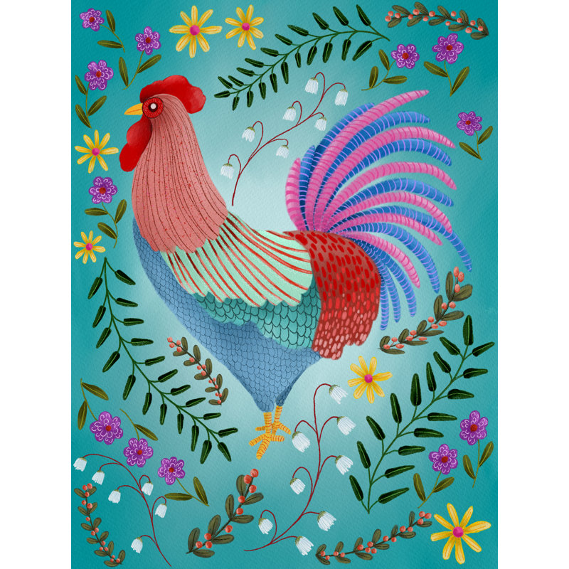 Tearra Vivid Rooster I by Regina Moore - Wrapped Canvas Print, 122 cm H x 81 cm W