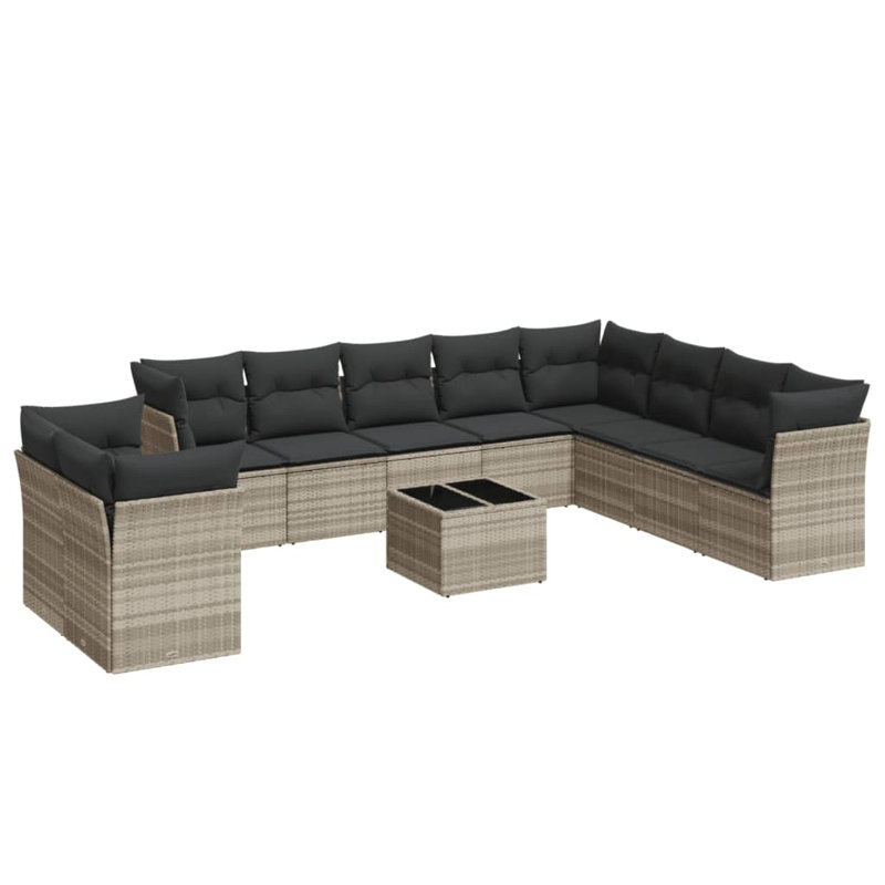 Grand canapé modulaire en rotin PE gris clair Vidaxl