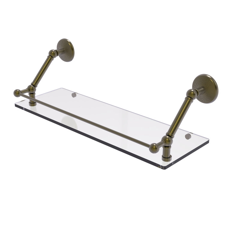 Tablette flottante avec barre de galerie Marchmont, Laiton antique, H 8 po x l 24 po x P 8,6 po