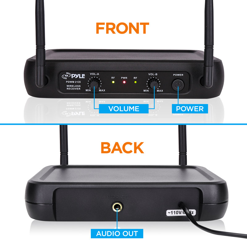 Pyle Fixed Frequency Wireless Handheld Karaoke Microphones